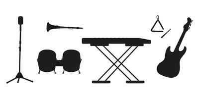 Musical instruments displayed on a simple white background showcasing creativity and diversity vector