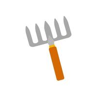 Gardening tool with a four-pronged rake ready for planting vegetables in the spring garden vector
