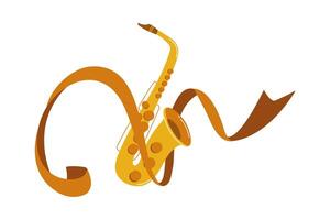 Saxophone with flowing ribbons in a minimalist design for music lovers and performers vector
