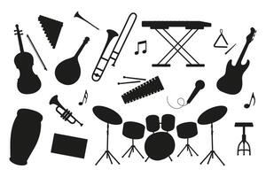 Various musical instruments arranged creatively on a simple background vector