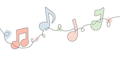 Minimalist Continuous Line Drawing of Music Notes vector
