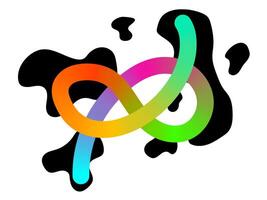Abstract Colorful Infinity Loop with Black Liquid Shapes vector
