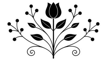 Floral Flower Ornament Silhouette Design with Elegant Decorative Element Art and Prints vector