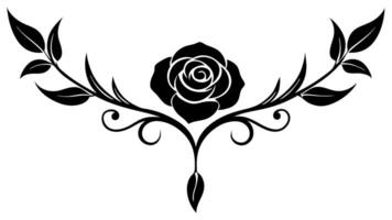 Detailed Flower Ornament Silhouette Design for Creative Botanical Art vector