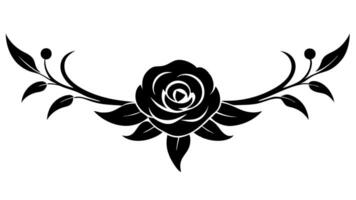 Detailed Flower Ornament Silhouette Design Botanical Art vector