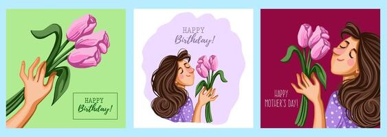 Set of greeting card templates vector