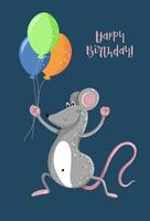 A postcard template with a cute mouse vector