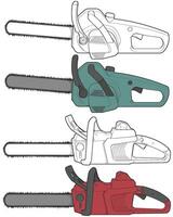 a set of three chainsaws on a white background vector
