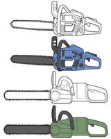 a set of four chainsaws on a white background vector
