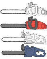 a drawing of four different chainsaws vector