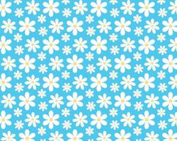 Pattern of white flowers on blue background. Simple flat illustration. background. vector