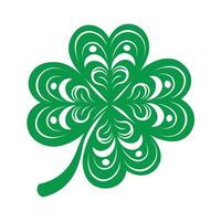 Green Four Leaf Clover With Intricate Designs vector