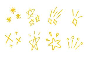 Various sparkle and doodle star hand drawn for element and illustration vector