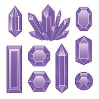 Set of purple crystals and gems vector