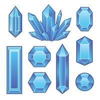 Set of light blue crystals and gems vector