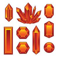 Set of fire crystals and gems vector