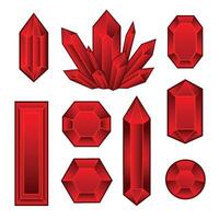 Set of red crystals and gems vector