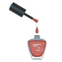 Nail polish open bottle in flat technique vector