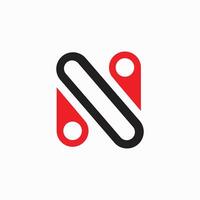 N letter logo with aesthetic style and character map vector