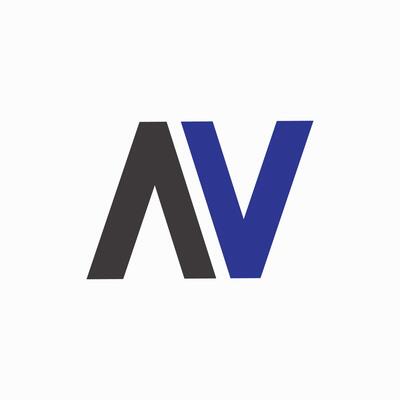 AV or N letter logo with aesthetic style and character blue