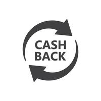 Cash back logo with arrows pointing to the left vector