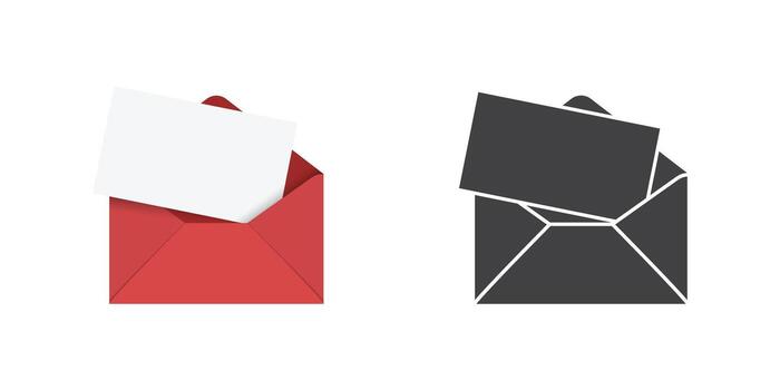 An open envelope with a white paper inside vector