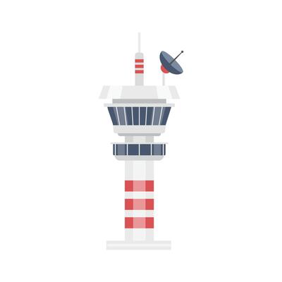 Airport tower illustration isolated on white background