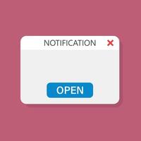 Notification open button on a web page vector