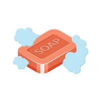 Soap bar with cloud and soap bubbles illustration vector