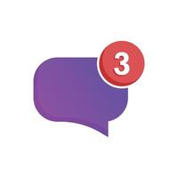 A purple speech bubble with a number three on it vector