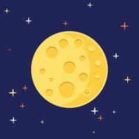 The moon is shown in a flat style with stars vector