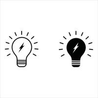 Lightning in light bulb icon. Light bulb symbol with a lightning bolt inside. illustration. vector