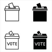 Voting ballot box icon set. Hand voting box concept. . vector