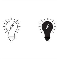 Lightning in light bulb icon. Light bulb symbol with a lightning bolt inside. illustration vector