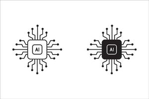 Artificial intelligence AI pictogram.Technology related to artificial intelligence,computers and systems that are intelligent,graphic of robot. aigenerated logo or symbol.circuit board.icon set vector