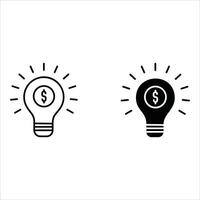 Lamp with dollar symbol . Idea is money concept. Lamp idea illustration. Idea icon. Lamp icon set. vector