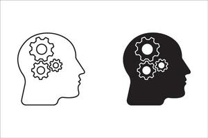 Human head with gear Icon set.Symbol isolated white background. illustration. color editable. vector