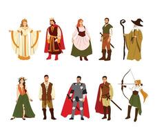 Fantasy Medieval Character Collection for Fairy Tale Design vector