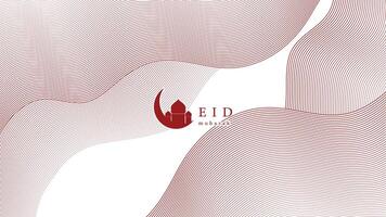 Eid Mubarak Abstract Background with Islamic Mosque and Crescent Moon for Festive Greeting and Design vector