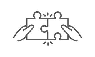 Two hands with a puzzle piece. vector