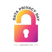 Data Privacy Day 28th January Icon with a padlock symbolizing security vector