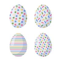 Set of colorful decorated Easter eggs. Isolated illustration in flat cartoon style. vector