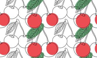 Seamless pattern with cherry. background . Cute fruit prints. vector