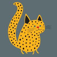 A cool and funny cat with leopard fur. A kitty with beautiful wavy whiskers. vector