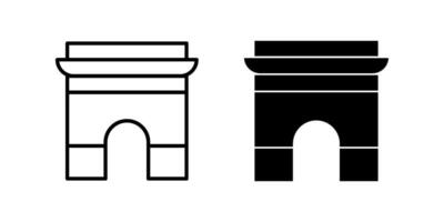 arc de triomphe Icon set. Symbol isolated white background. illustration. color editable. vector