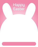 Modern creative Happy Easter greeting with a shining white rabbit on a light pink background vector