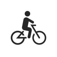 A black and white illustration of a person riding a bicycle vector