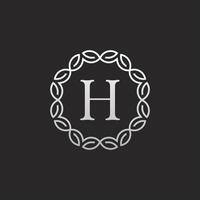 The letter h logo in a circle on a black background vector
