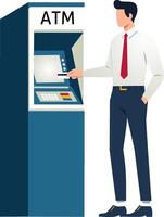A man is using an atm machine vector