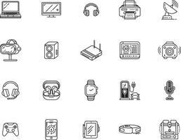 Minimalist Technology icon Set Gadgets, Smart Devices, and Electronics vector